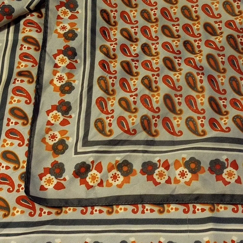Vintage Blue and Orange Handkerchief/Scarf